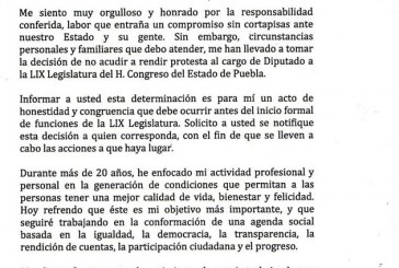 Es oficial: Manzanilla no rendirá protesta como diputado