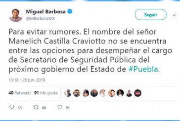 Frena Barbosa rumores sobre perfil para Seguridad