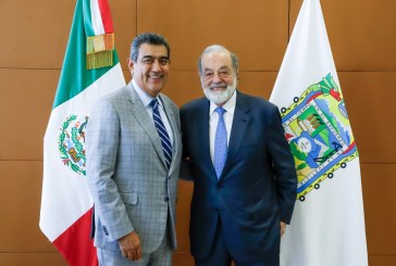 Salomón y Slim dialogan sobre proyectos en Puebla