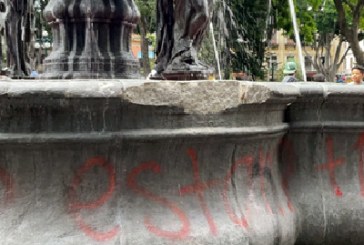 Cuantifican daños provocados a fuente de San Miguel; detención de colectivas procura su seguridad: edil