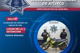 Recupera Policía de Atlixco motocicleta robada en operativo de vigilancia