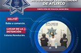 Rápida intervención policial permite detención por robo a comercio en Atlixco